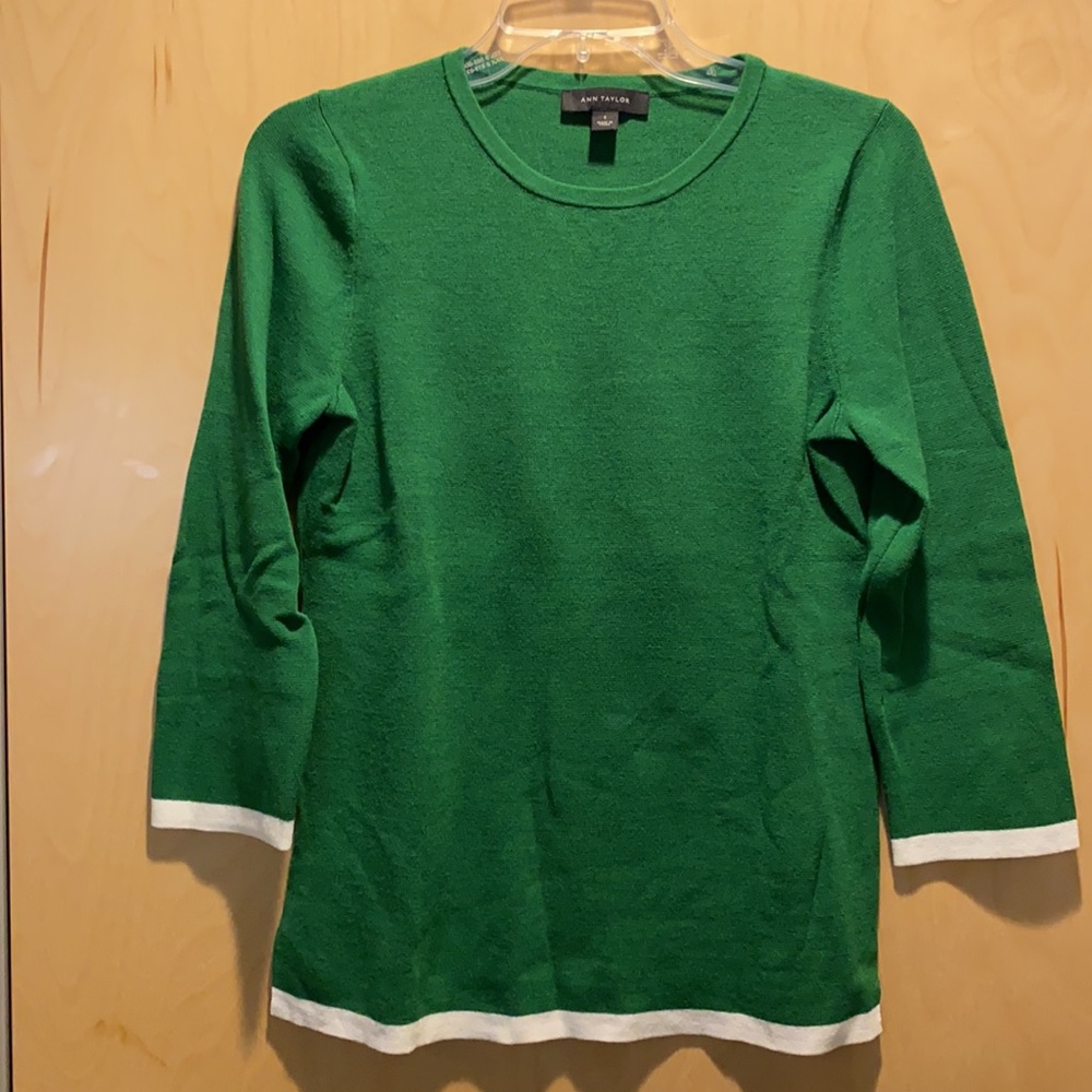 Ann Taylor Crewneck Sweater Green S
